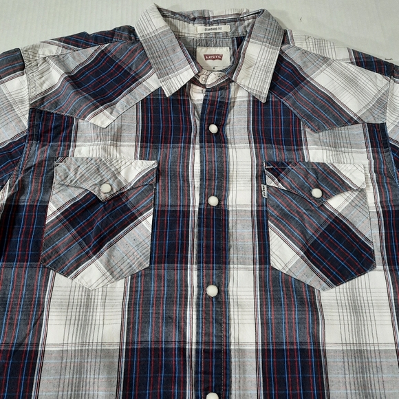 Levi's Plaid Pearl Snap Button Western Shirt - Picture 2 of 6